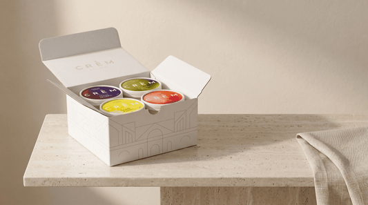 Crèm Gelato 4-tub gift box delivered to a Metro Manila doorstep at dusk, frozen and ready.